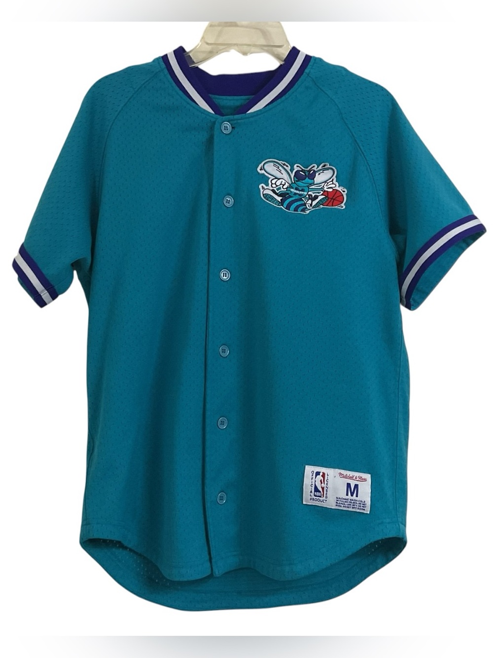 Mitchell & Ness Charlotte Hornets NBA Mesh Button Front Jersey Shirt Men’s M
